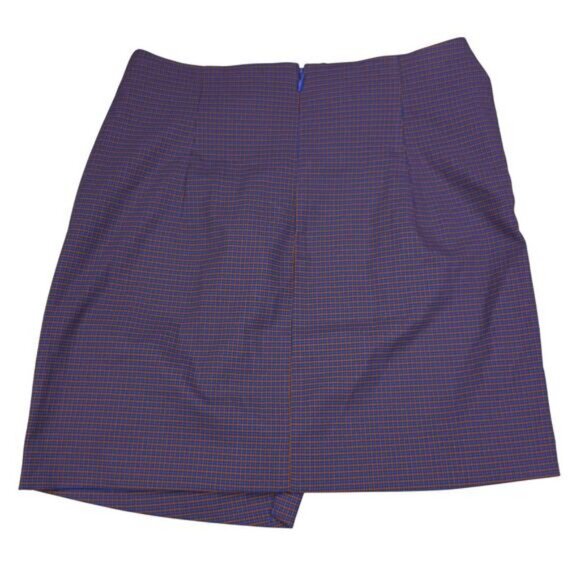 BABATON Aritzia Jethro Wrap Style Mini Skirt Sz 2 Blue Mini Grid Wrap - Picture 7 of 8